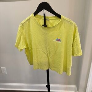 Old Navy Lime Green Cropped Tee with Mountain Graphic